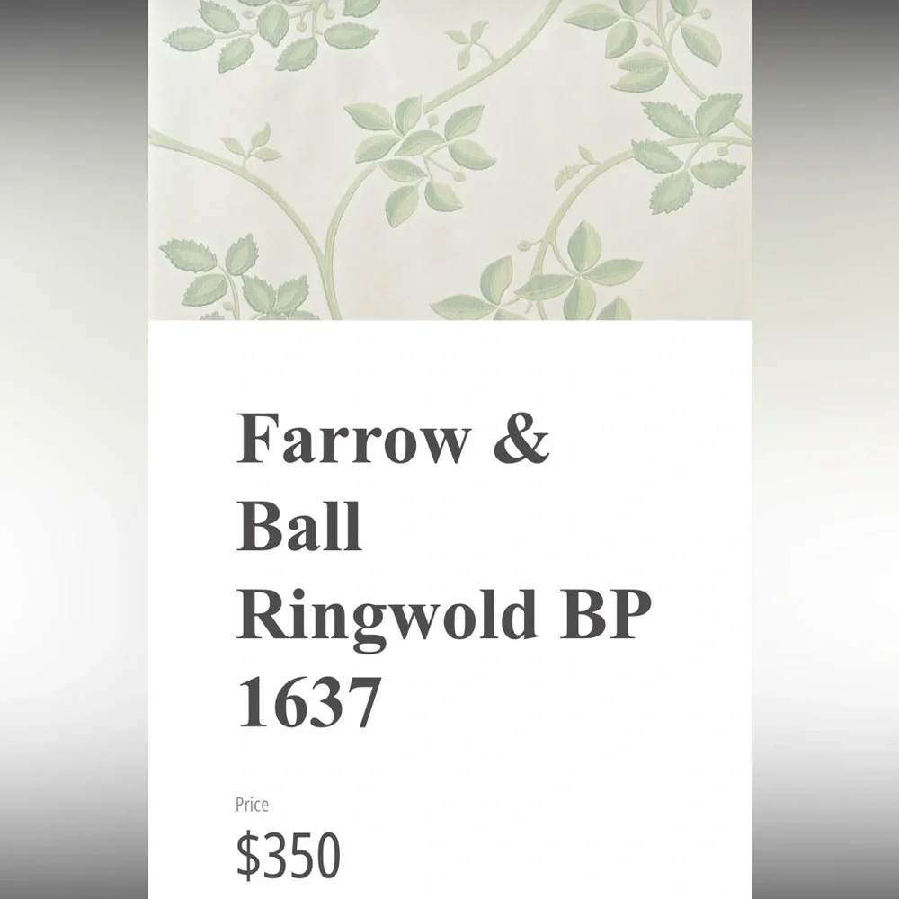 1 Roll Farrow & Ball Ringwold Sage green and cream Wallpaper